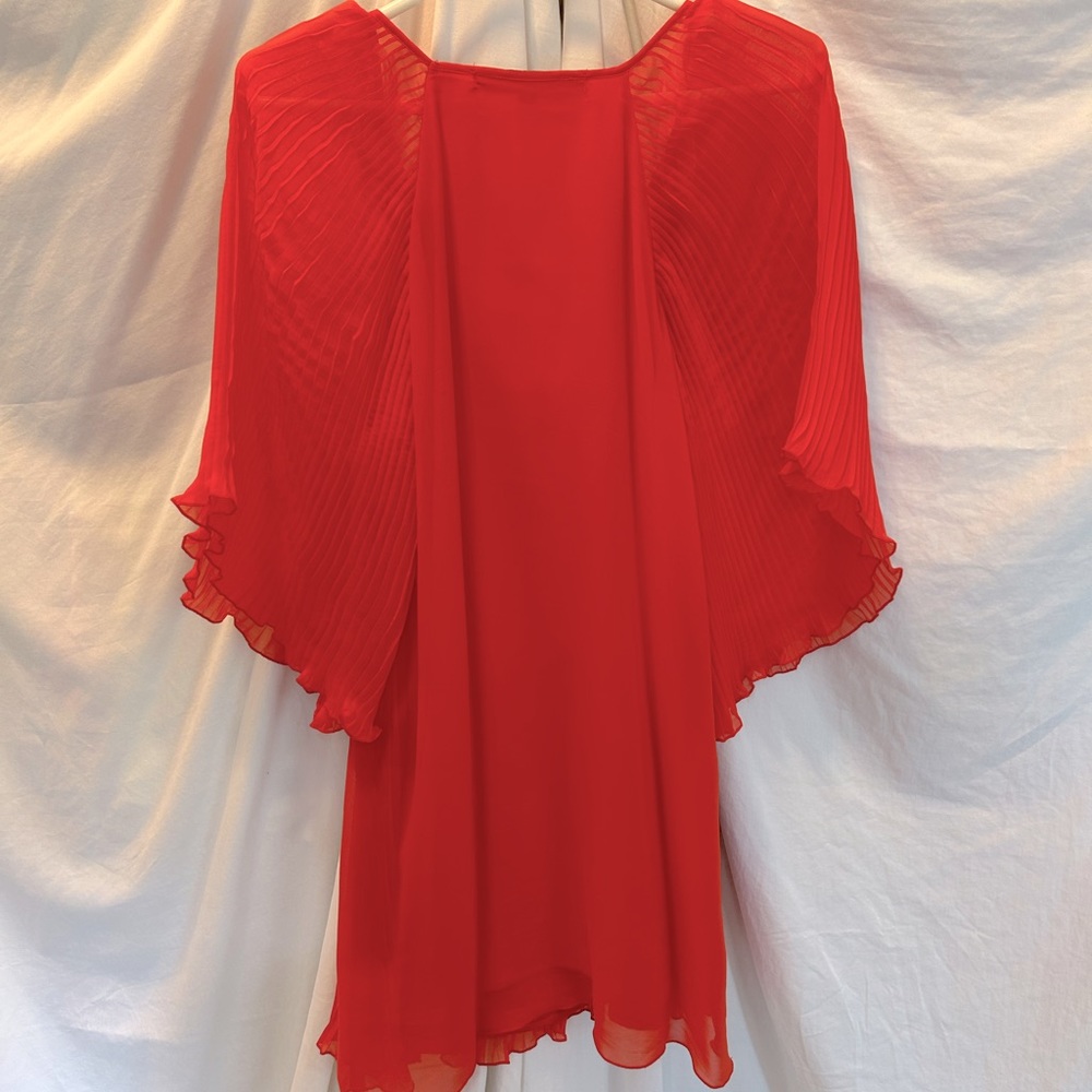 Orange and Raspberry Pleated Tunic - Picture 2 of 4